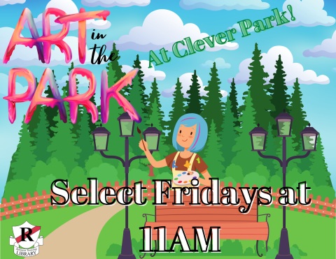 art in the park image with text reading select fridays