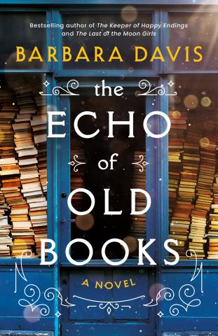 Book cover of The Echo of Old Books by Barbara Davis shows stacks of books around an open doorway.