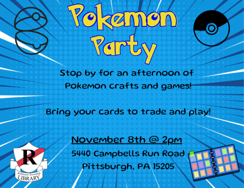 Pokemon Party November 8th at 2pm
