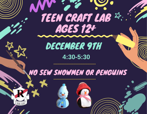Teen Craft Lab December 9th, 4:30-5:30