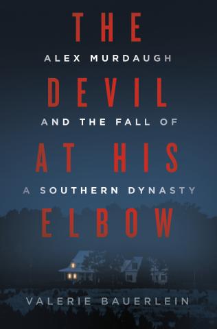 Book cover image of "The Devil at His Elbow" shows a dark night at a white house hidden behind a few tall dark trees.